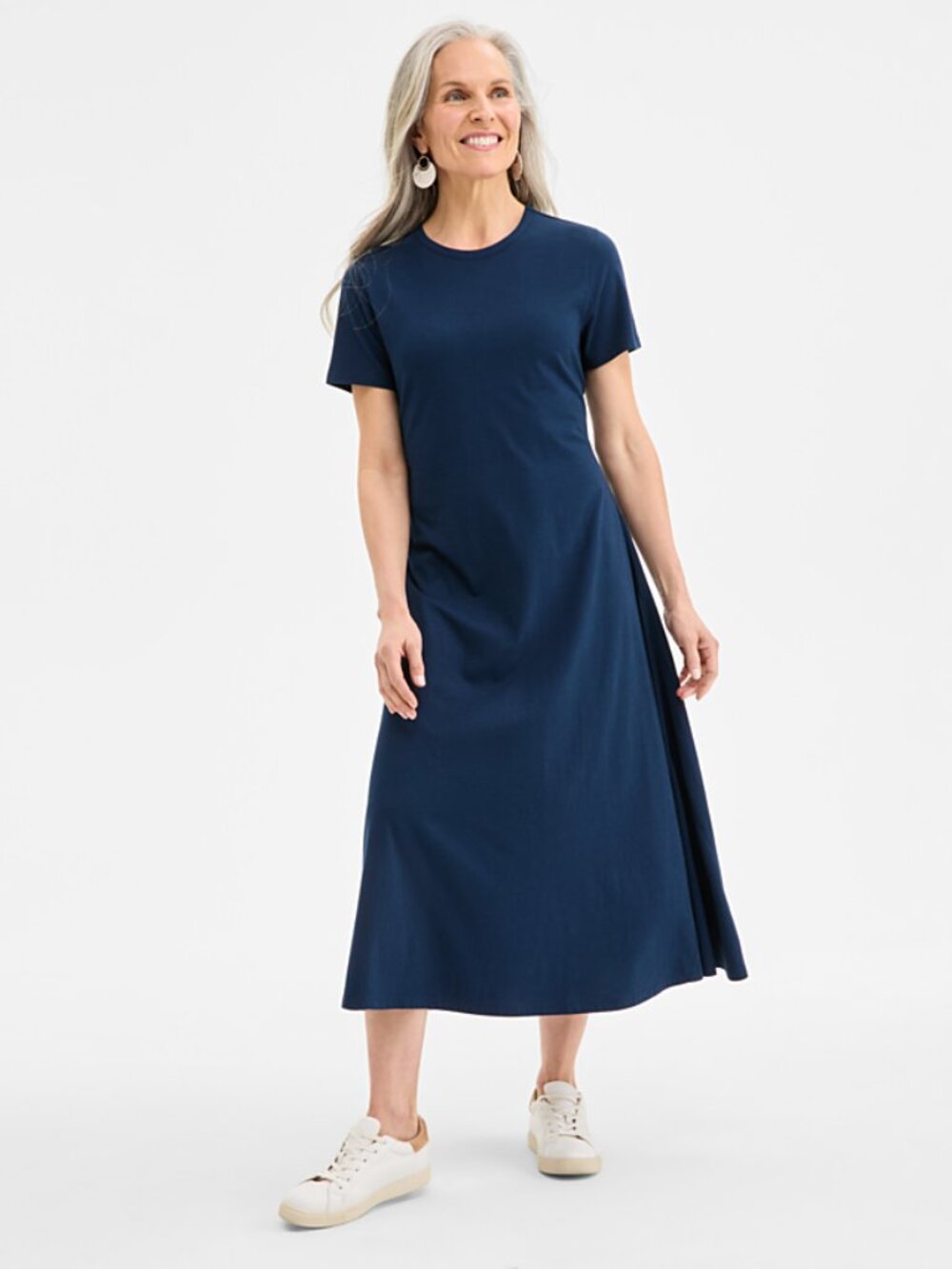 Style & Co Women's Short-Sleeve Knit Maxi Dress, Navy, XXL